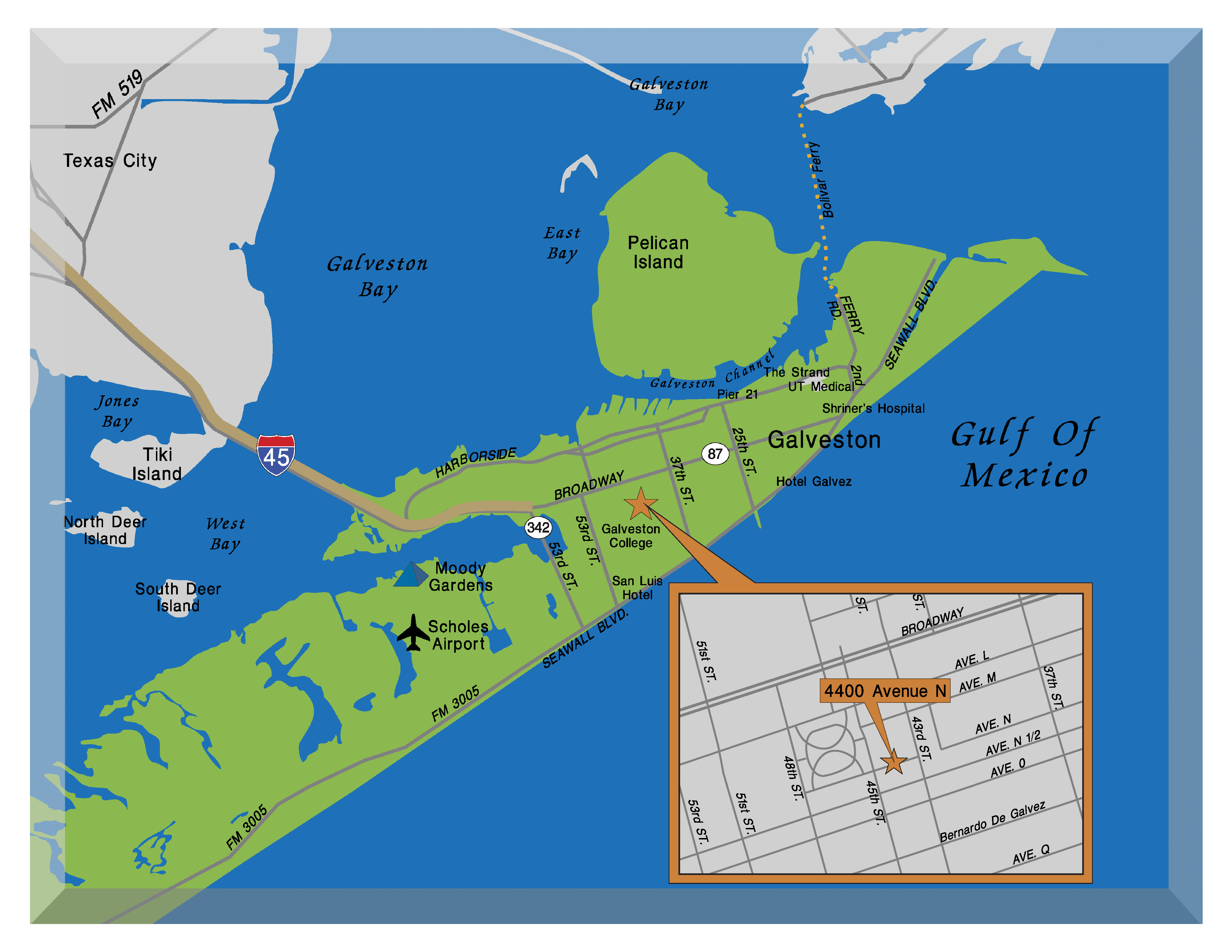 Downtown Galveston Map